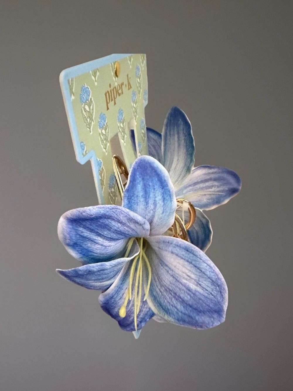 Piper-k Blue Lily Floral Hair Clip